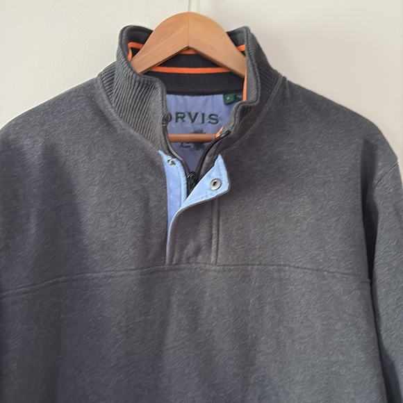 Orvis Signature 1/4-Zip Snap Sweatshirt Long Sleeve Classic Fit Grey Size L - Picture 3 of 12